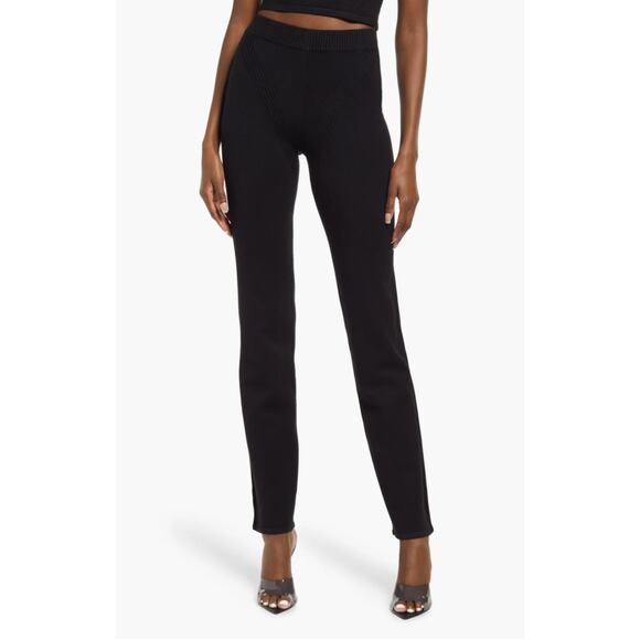 GOOD AMERICAN Women Curved Rib Icon Pant 3XL 6 Black Pull-On Knit Stretch NWOT - Picture 1 of 12